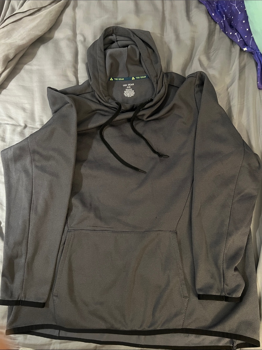 Tek Gear Dark Gray Hooded Pullover with Kangaroo Pocket